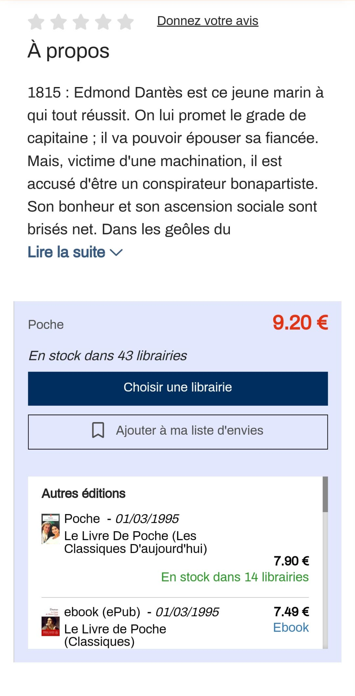 fiche produit actuel de l'application chez mon libraire